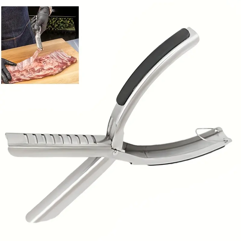 Rib Membrane Remover Pliers, Stainless Steel BBQ Tool for Tender Juicy Pork Ribs, Easy Silver Skin Peeler, Smoker & Grill Accessories