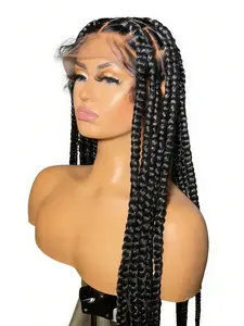 Synthetic Full Lace Wig For Women Big Square Braided Wigs Knotless Large Box Braids Wig With Baby Hair Wig Braid African 36Inch