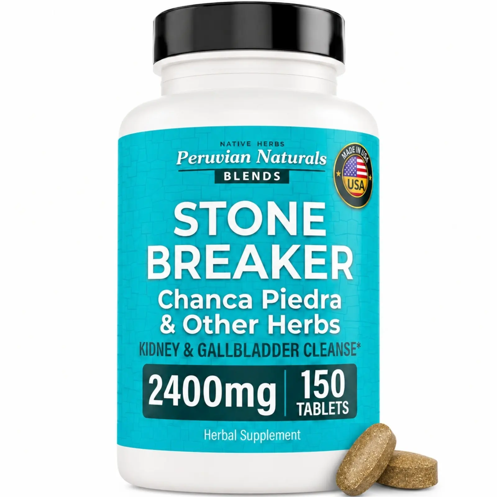 Chanca Piedra Stone Breaker 2400mg Tablets with Milk Thistle, Dandelion Root & Parsley, Kidney, Liver and Urinary Support, 150 Tablets