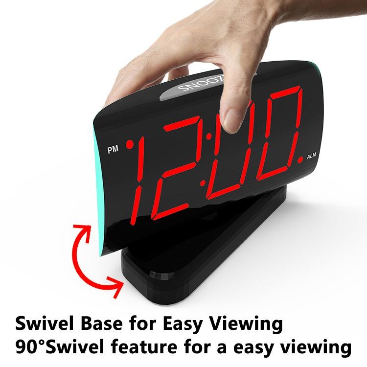 MANY Jombo 1.8-Inch LED Digital Clock with 90° Rotation - Red Display Screen, Adjustable Angle, Modern Desk Alarm Clock