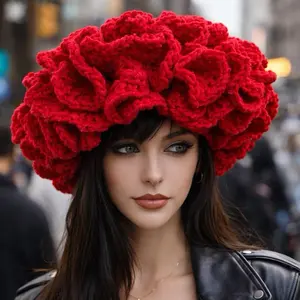 Premium Quality Red Ruffled Brim Hat for Women