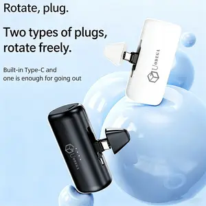 Mini Capsule Power Bank With 2-in-1 Connector, 5000mAh Small Portable Charger, Suitable For IPhone 16/15/14/13/12/11/Xiaomi, Samsung, Android Phones, Emergency Power Supply, Pocket-sized Mobile Power Source