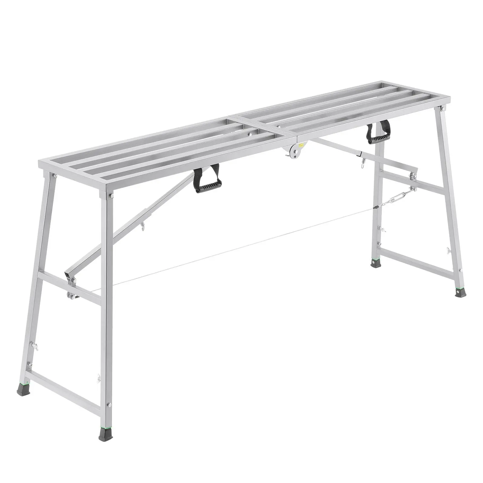 VEVOR Work Platform, 4 Gear Adjustable Height, Folding Alloy Steel Step Ladder, Portable Scaffolding Platform, 880 lb Load Capacity, Non-Slip Rubber Feet, Drywall Painting Stool, Cleaning & Washing#BackToSchool
