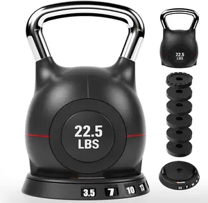 Adjustable Kettlebell Set - 7in1 Kettlebells, Choose 22.5 lb or 44 lb, Quick-Change Weight Dial & Safety Lock, Space-Saving Design, Full-Body Workout & Cross-Training