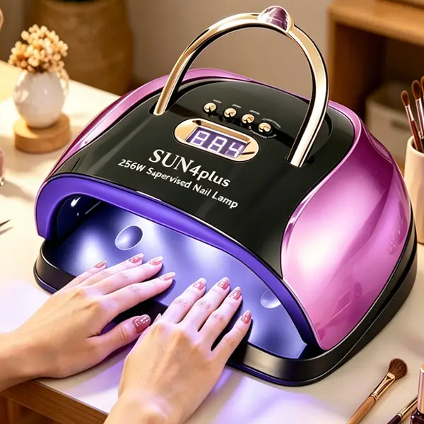 Dauhor UV Nail Lamp 256W – Fast Curing LED Dryer with 4 Timers Smart Sensor 57 LED Beads, Removable Magnetic Base Mirrored Ambience Light for Gel Polish, Nail Art Tools, DIY Manicure Salon Accessories