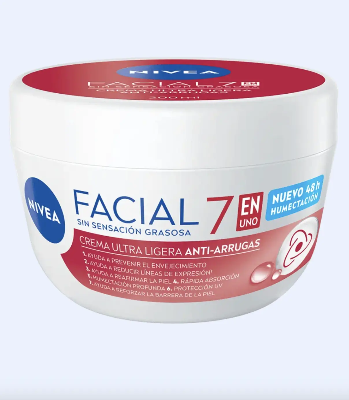 NIVEA Anti-Aging Moisturizing Facial Cream 7 in 1 (RED) Anti-Wrinkle Care 200 ml Hydrating & Firming Formula with Antioxidants for All Skin Types