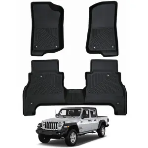 Canvcle Floor Mats for Jeep Gladiator 2020-2025 All Weather TPE Floor Liners for Jeep Gladiator Accessories 1st&2nd Row Full Set Car Mats Black