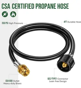 Alloxity 4FT Propane Hose Adapter 1lb to 20lb, Propane Tank Hose with QCC1/Type1 for 5-40lb Propane Tanks, Propane Adapter Hose with CGA600 Connection for Weber Q Grill/Coleman Stove/Buddy Heater