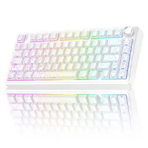 [New]AULA F75 Pro Wireless Mechanical Gaming Keyboard,75% Gasket Hot Swappable Custom Keyboard,RGB Backlit,Pre-lubed Reaper Switches,Side Printed PBT Keycaps,2.4GHz/USB-C/BT5.0 PC Accessories Office Creamy Budget Keyboards TikTokShopfalldealsforyou