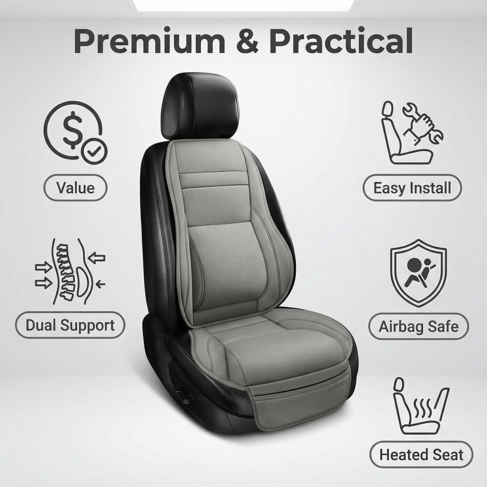 1 Piece For Chevrolet Car Front Seat Cover Protector Waterproof Breathable Five Layer Napa Leather Sit Cushion Pad Mat with Storage Bag Comfortable, Ergonomic Dual Support for Waist & Legs, Universal Fit for Car Sedans SUVs Pickups Trucks