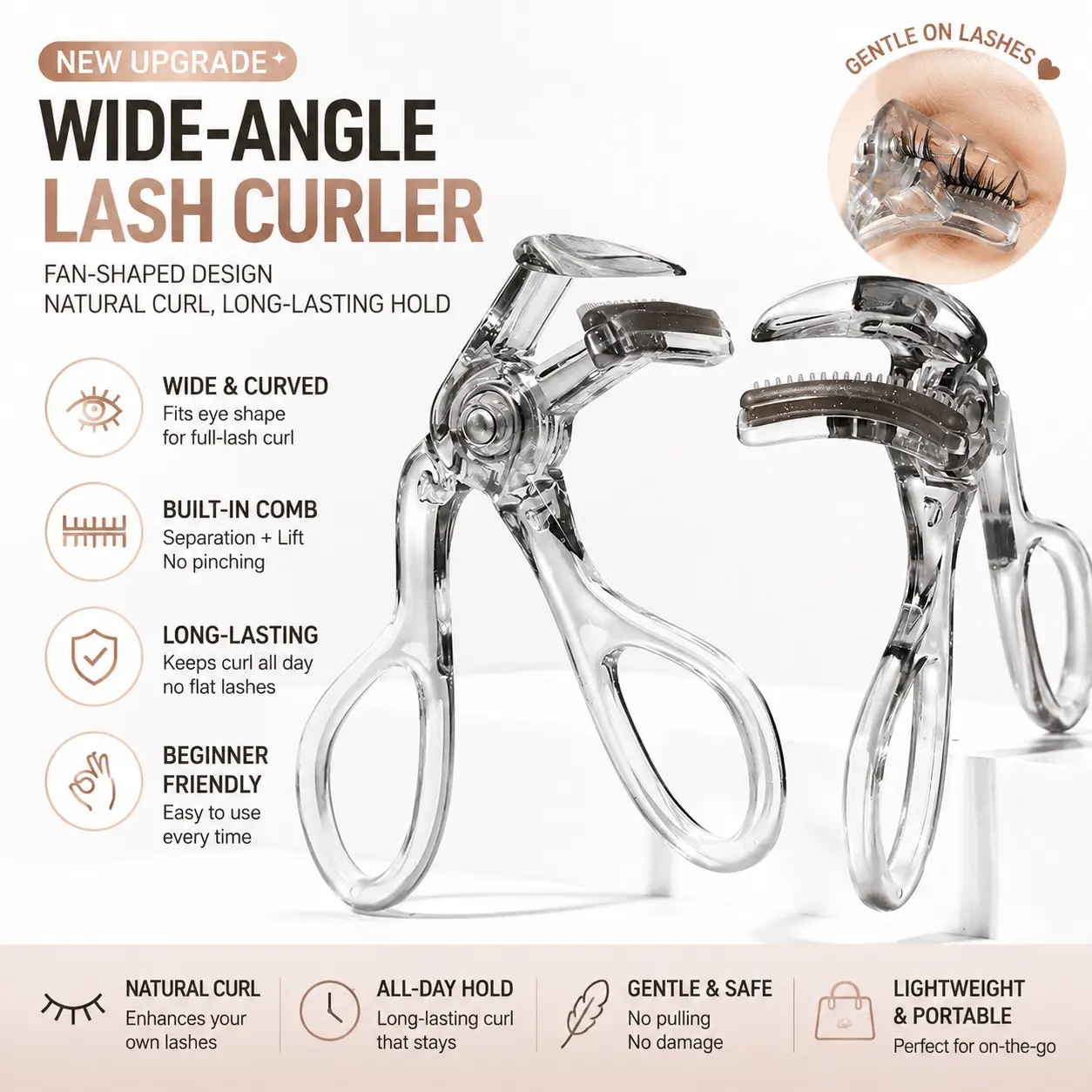 Professional Eyelash Curler – Wide Angle Natural Lift & Precision Root Curl for Perfect Lashes