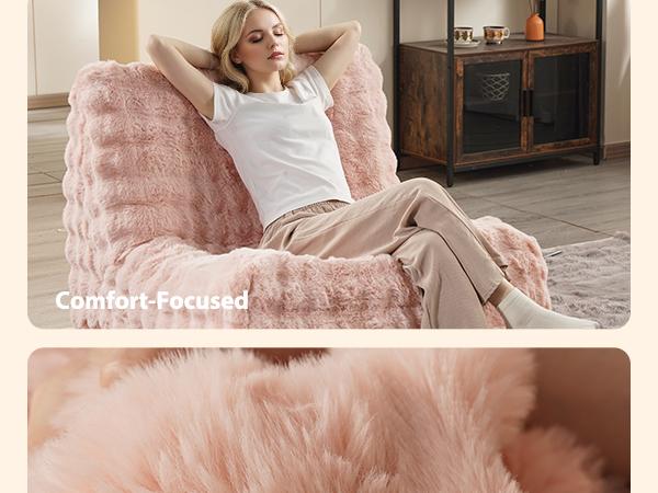 【Spring Glow Up】Ovios 29'' BeanBag Chair Lazy Sofa Couch for Adults - Plush Corduroy Fabric - No Assembly Required, Giant Oversized Fluffy Lounger Dod Bed for Home, Apartment, Gaming Venue & Dorm