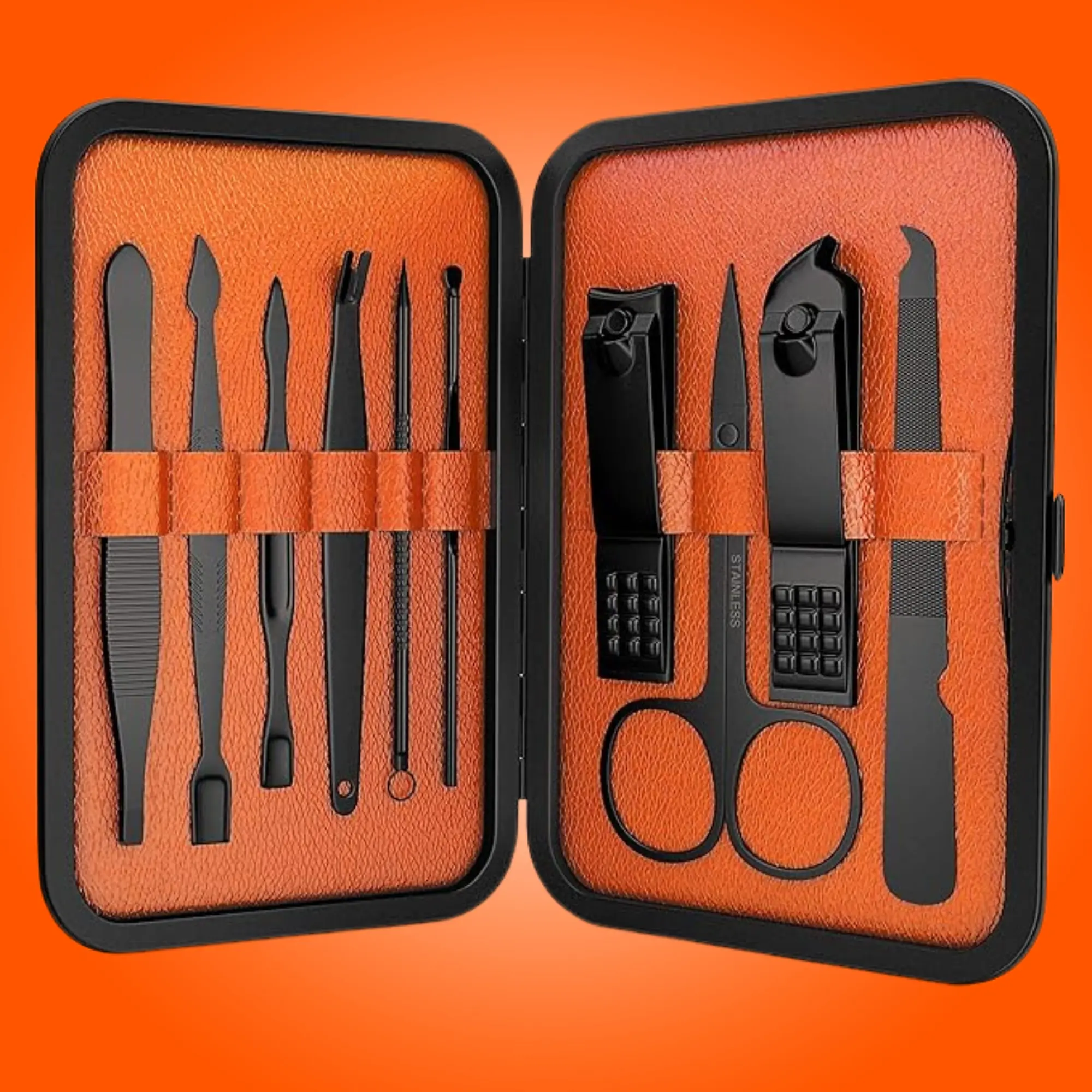 Mens 10-Piece Grooming Kit - Compact Nail Care Kit Includes Tweezers & Nail Clippers & Nail File, Scissors | WILD WILLIES