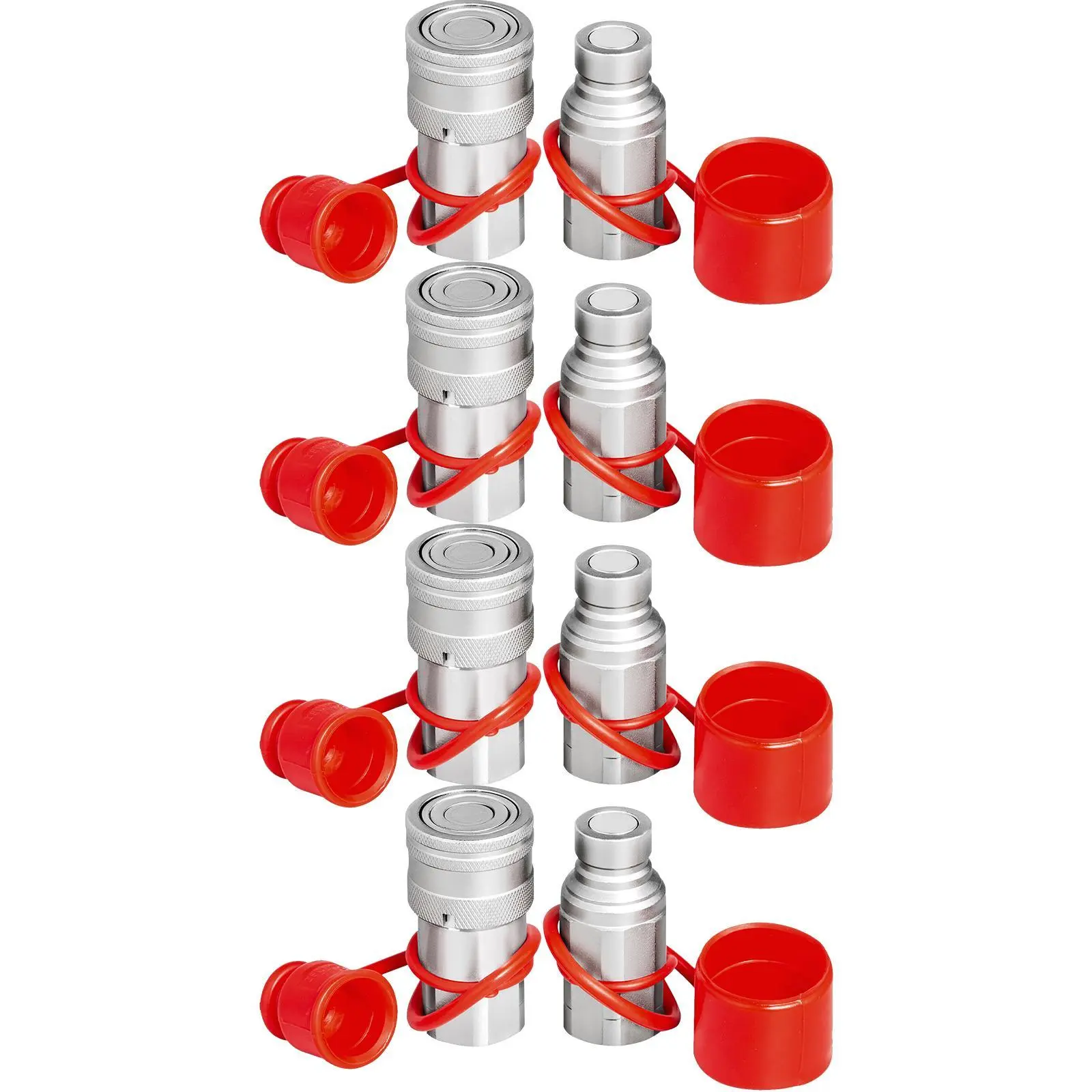 【Backtoschool】VEVOR Hydraulic Coupler 1/2 Body with 1/2" NPT Thread 27.6 MPa Hydraulic Quick Connect 4 Pairs Hydraulic Coupling Quick Connect 45.5 L/min Hydraulic Quick Coupler