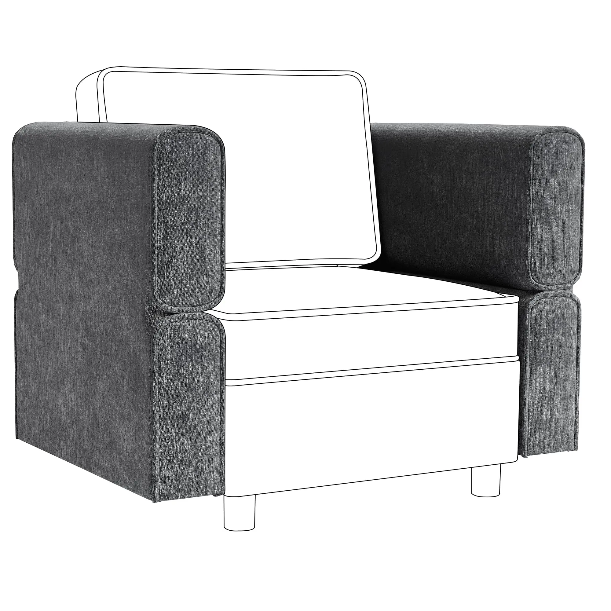 Garvee Grey Modular Reclining L-Shape Sectional Couch - Indoor Living Room Furniture with 11-Recline Adjustable Armrests/Backrests, Middle Storage Module, Storage Ottoman, Living Room Decor