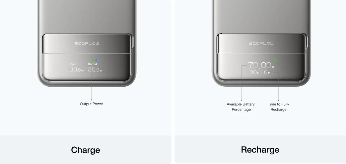 EF ECOFLOW Rapid Power Bank, 10000mAh Qi2 Certified Wireless Magnetic Portable Charger, 65W Max Fast Charging Battery Pack with Built-in USB-C Cable & Stand for iPhone17/16/15/14/13/12 Series Only