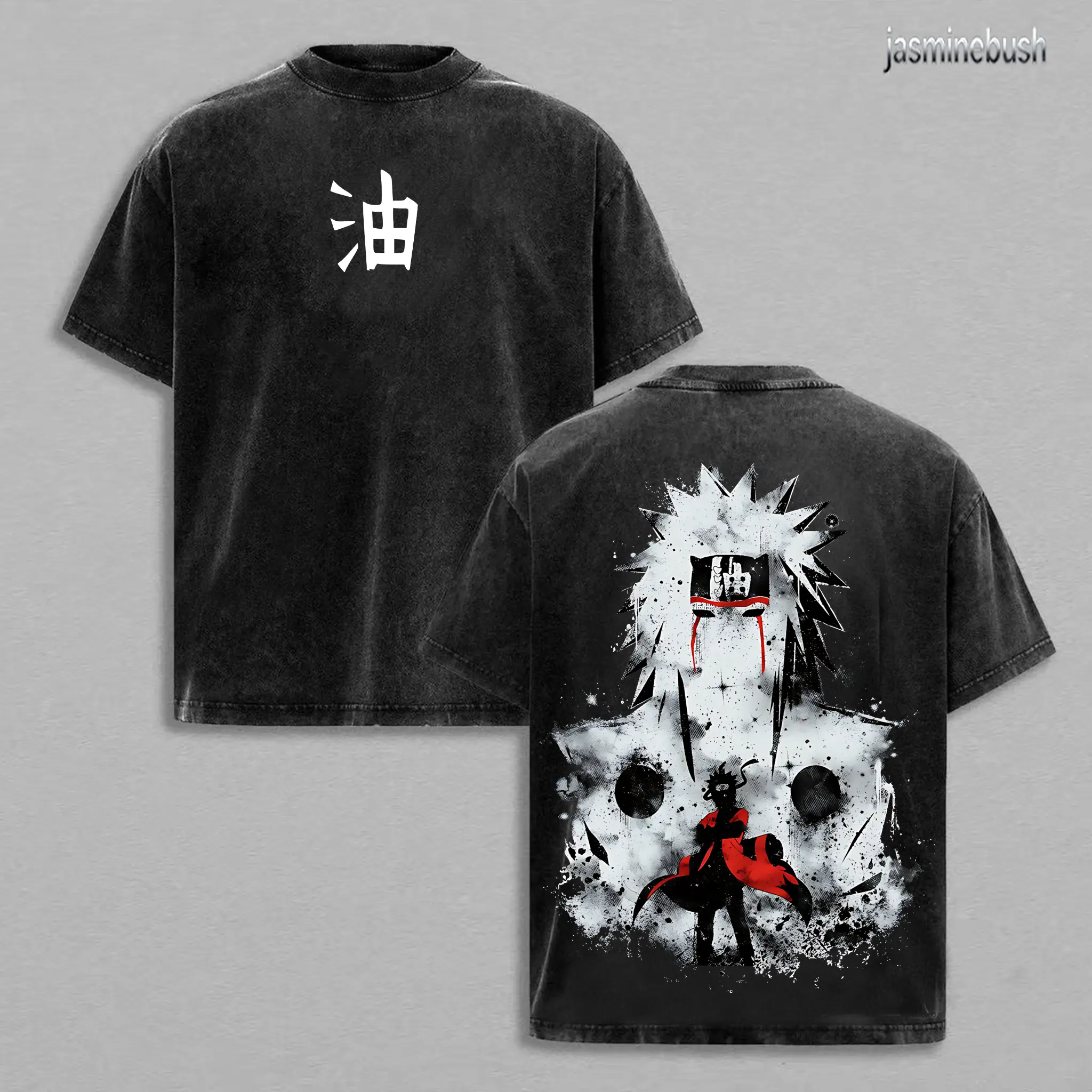 Retro Heavy Limited Legendary Sannin Jiraiya - Naruto Anime Double Printed Vintage Washed Tee Unisex Oversize Anime Manga Washed Heavyweight Cotton T-shirt, Gift For Anime Fan Lover