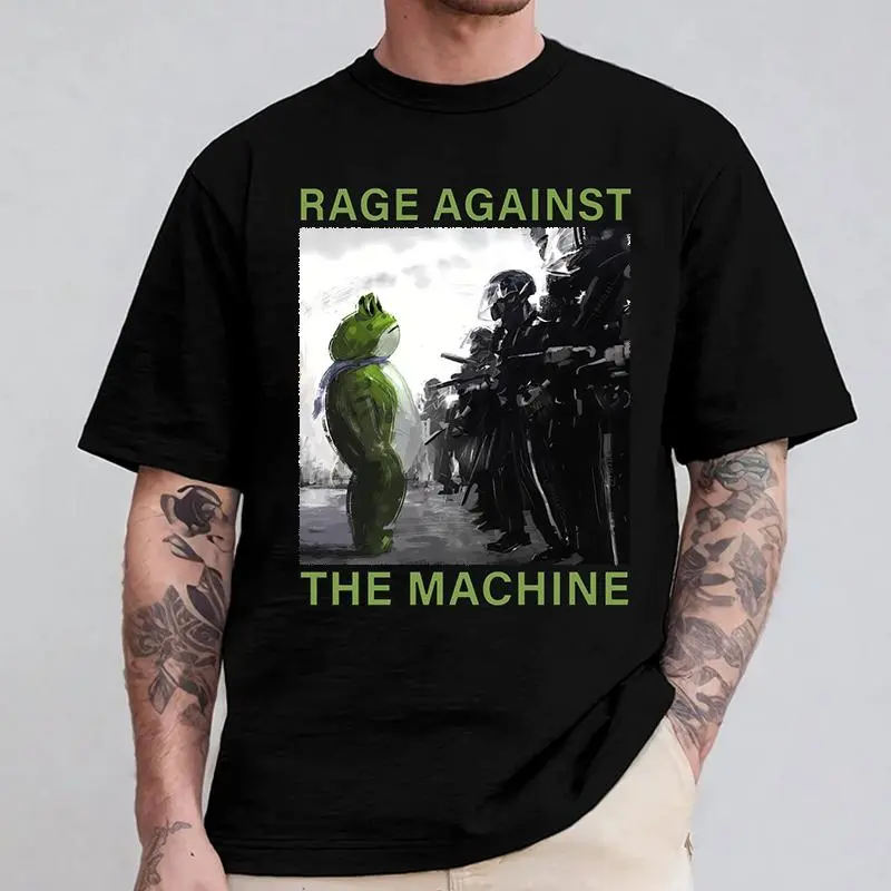 Frog Graphic Men's Short-Sleeve T-Shirt - Portland Anti ICE Abolish ICE Apparel, 100% Soft Cotton, Breathable, Fitted Casual Round Neck Streetwear Top, Shortsleeve, Casual Design