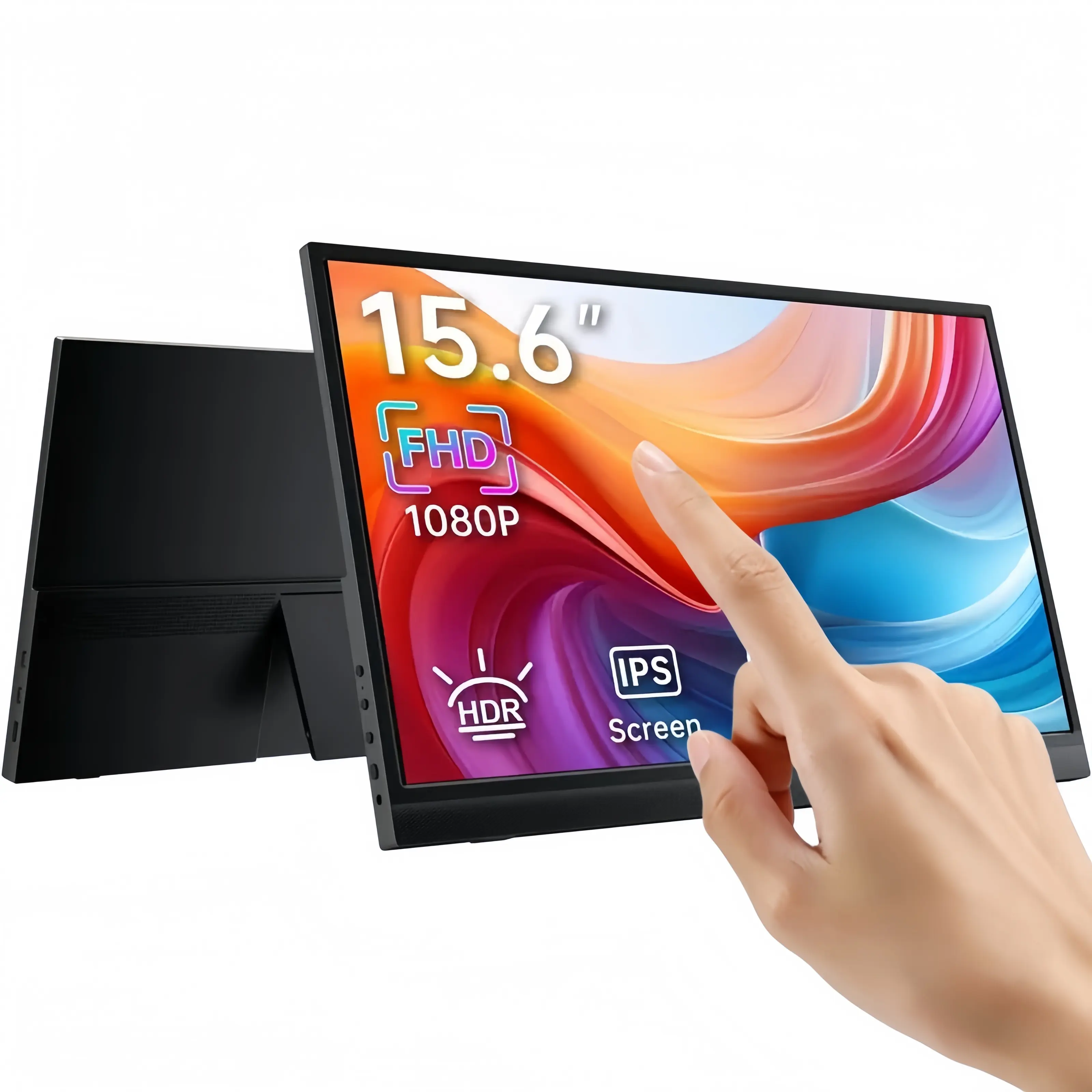 "15.6" FHD 144Hz/60Hz Dual-Mode Portable Gaming Monitor – Touchscreen, 100% sRGB, Built-in Stand, Plug & Play for PS5/Xbox/Switch/PC/Laptop."