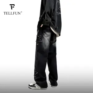 Men's Y2k Star Jeans High Waisted Hip Hop Streetwear Jeans Loose Baggy Embroidery Aesthetic Harajuku Denim Pants Menswear Casual skinny jeans Stylish Pocket mens jeans