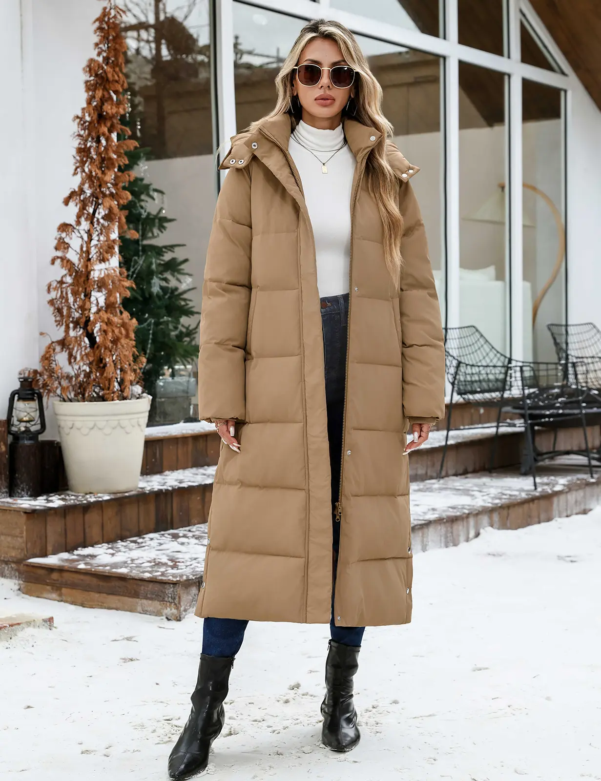 UMIPUBO Sales Women's Long Maxi Down Coat Winter Puffer Jacket Warm Padded Outerwear Faux Fur Removable Hood Parka Full-Zip