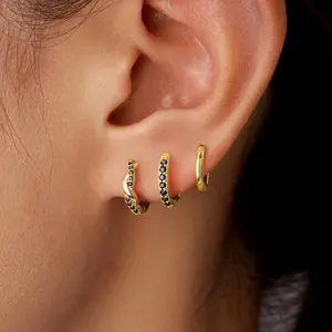 14K Gold Plated Hoop Earrings Huggie Hoop Earring for Women 3 Pairs Trendy Holiday Jewelry Gifts Hypoallergenic Multi-Piercing Versatile Styling Options