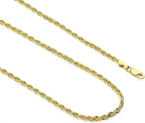 18K gold-plated cord chain necklace, 24 inches long, 6mm/8mm wide, faceted design, security clasp, unisex, ideal gift for men and fashion enthusiasts.