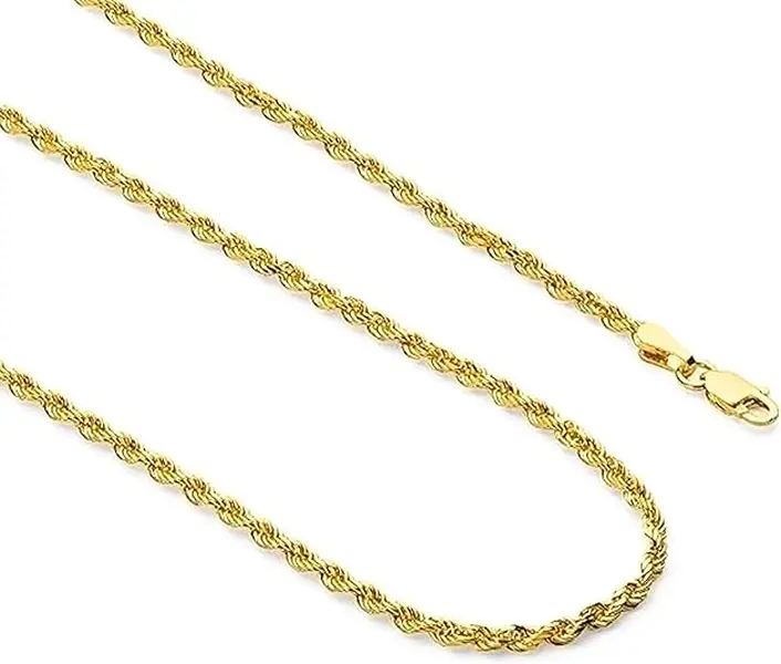 18K gold-plated cord chain necklace, 24 inches long, 6mm/8mm wide, faceted design, security clasp, unisex, ideal gift for men and fashion enthusiasts.