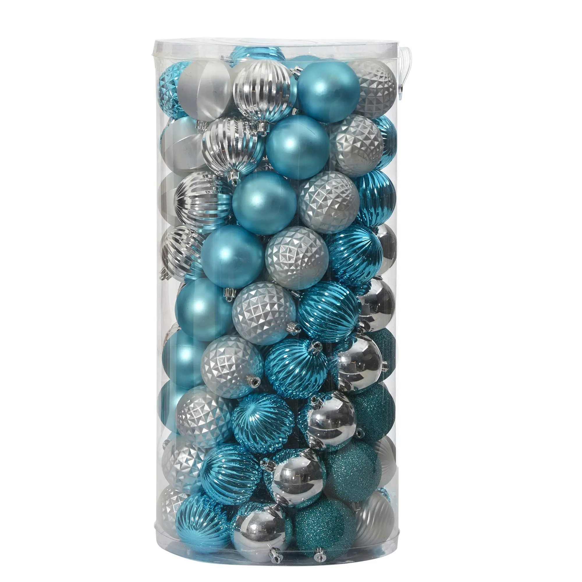 Shatterproof Glass-Like Christmas Tree Ornaments Set - 101 Pcs, 60mm, Bright Hues, Mixed Colors, Reusable Storage Tube & Boxes, for Home Holiday Party Decoration, Reusable Tube