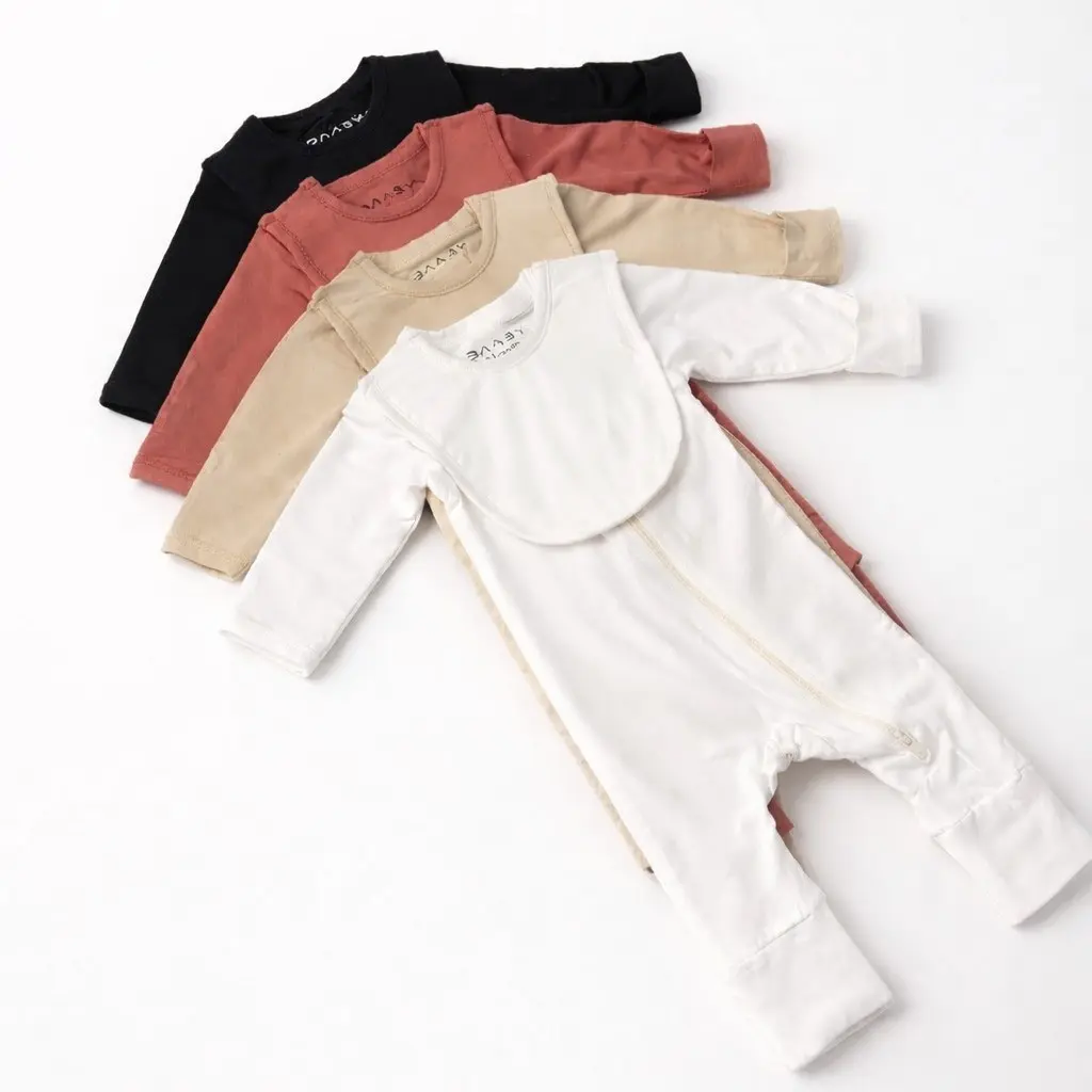 Snug Switch Baby Clothing Onesie - Soft Coral Viscose Bamboo & Spandex Jersey with Zipper Safety Cover & Built-In Absorbent Bib for Sensitive Skin