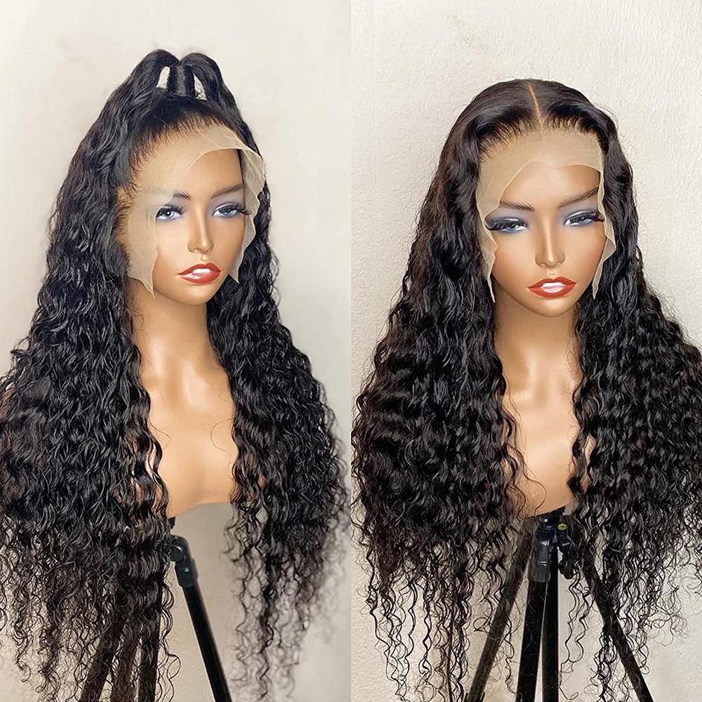 Iwish HAIR 26 Inch Water Wave Human Hair Wigs 13x4 HD Transparent Lace Front 100% Virgin Hair 30 Inches 180% Density Pre Plucked Curly Lace Frontal Wigs for Black Women water  wave  wig