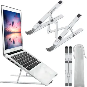 Laptop Stand for Desk, Ergonomic Design Adjustable Aluminum Foldable Portable Computer Stand, Compatible with MacBook Air Pro, HP, Lenovo, Dell, More 10-15.6”Inch and Tablets (Silver)