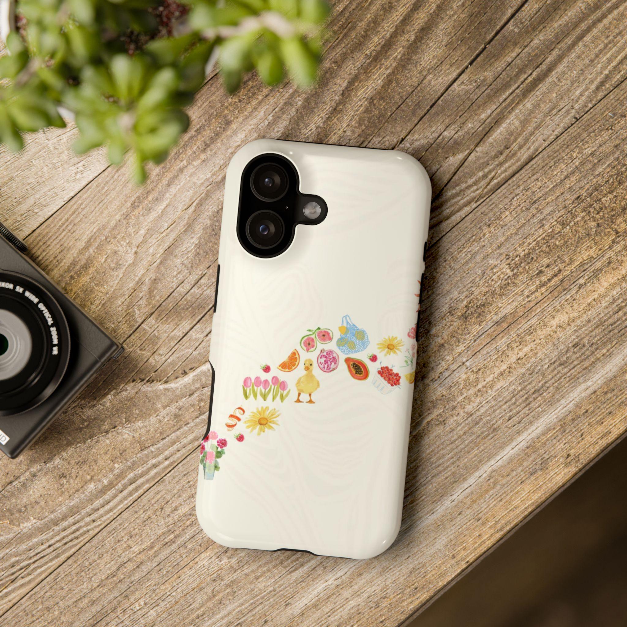 Cute Duck Case  Cottagecore Aesthetic Phone Cover with Flowers, Fruits & Summer Market Design |     Cover for iPhone 17 Pro Max Phone Case 17 Air  16 15 Plus 14 13 12 11 Plus Phone Cases,Samsung Galaxy S25 ULTRA Phone Case S21 S22 S