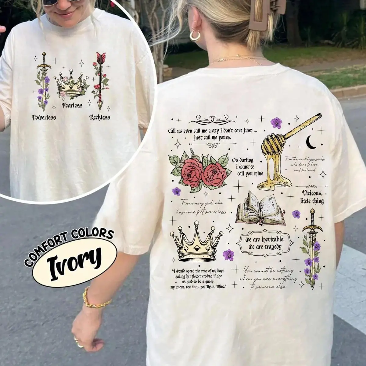 Comfort Colors Powerless Bookish Shirt For Fan, Fearless Shirt, Kai Azer I Love You Tshirt, Gift For Bookworms, Romantic Quotes, Unisex Garment-Dyed Tee, Classic Streetwear