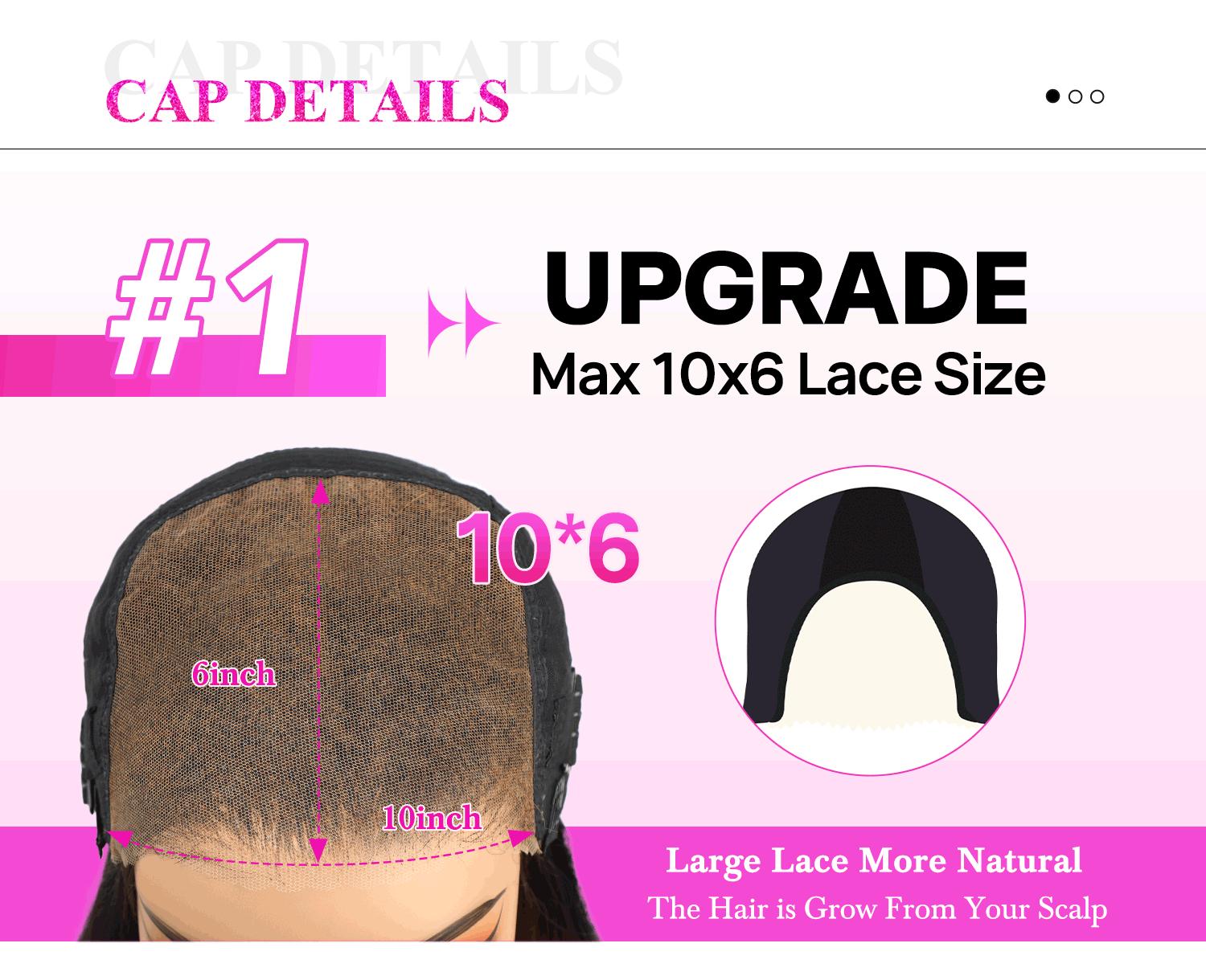 Vshow Ombre Highlight #4/27 Burmese Curly Hair Wear Go Glueless Wigs 10X6 Pre Cut Lace Front Wigs With Drawstring 100% Human Hair Wigs 250% Density