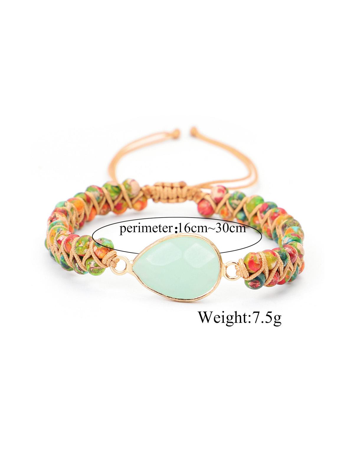 Amazonite Bracelet - Handmade Natural Gemstone Adjustable Bracelet- Healing Gemstone Bracelet for Emotional Balance and Anxiety Relief Beaded Round