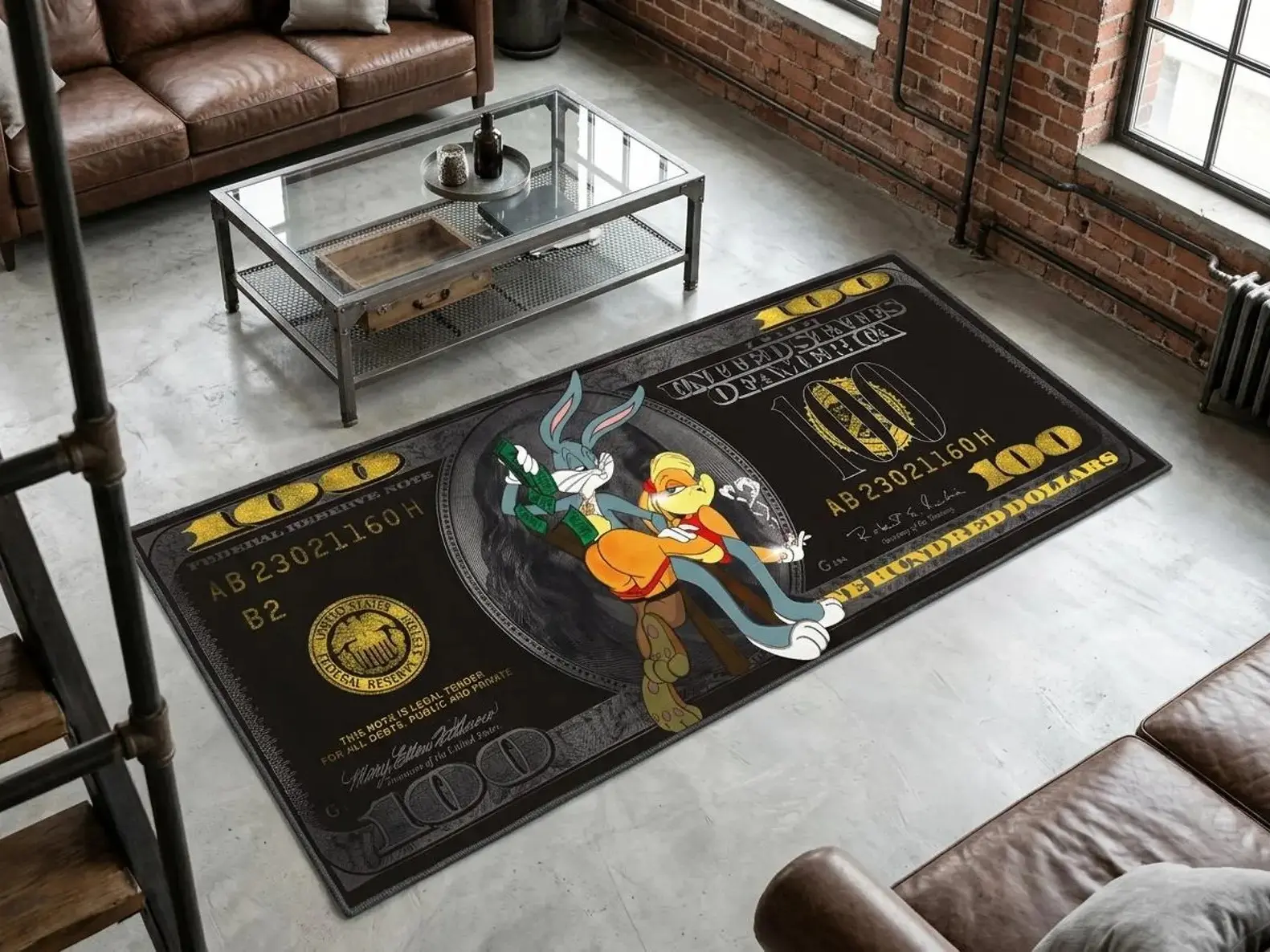 Bill Area Rug - Hypebeast Money Design Carpet for Man Cave Gamer Spaces Bill Area Rug - Hypebeast Money Design Carpet for Man Cave Gamer Spaces