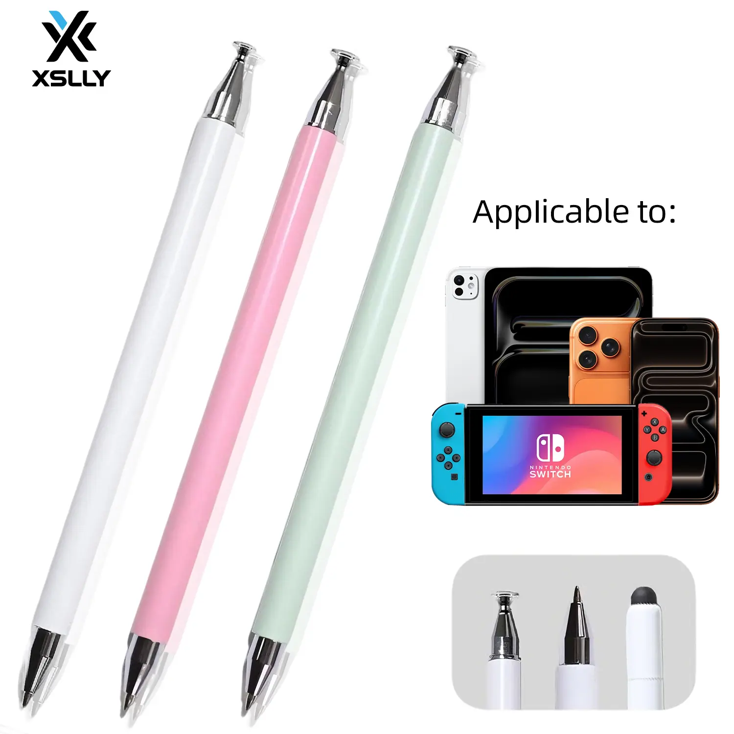 3-in-1 Universal Stylus Pen for Touchscreens, High-Sensitivity & Precision Capacitive Stylus Pen for iPad, Compatible with All Touchscreens on iPhone, iPad, Android, Switch,Samsung Galaxy, and Tablets BackToSchool
