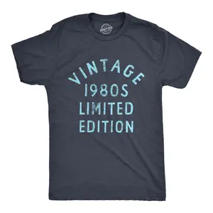 Mens Vintage 1980s Limited Edition T Shirt Funny Cool 1980 Theme Classic Tee for Guys Mens Funny T Shirts Cool Vintage Fashion T-Shirt Gift Classic Menswear Funny Vintage Short Sleeve Novelty Tees for Guys Navy