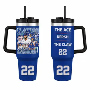 Clayton Kershaw 22 40oz Tumbler With Handle Stainless Steel Tumbler, The Kersh Tumbler, The Los Angeles Baseball Tumbler Gift, Iced Coffee Tumbler, Car Holder Tumbler, Game Day Merch, Sunday Baseball Merch, Baseball Gift