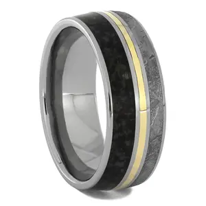 Meteorite & Dinosaur Bone Wedding Band