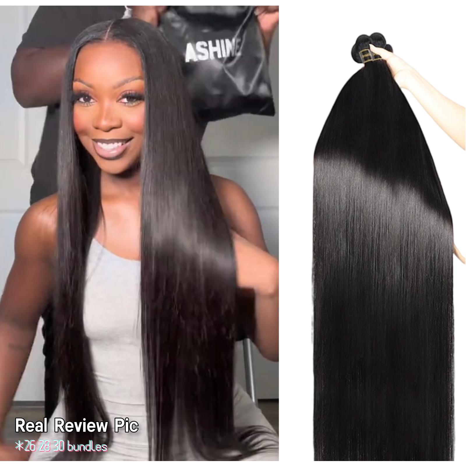 [LIVE-ONLY] Ashine Straight 30 inches Luxury Salon Quality Brazilian Virgin Bundles 100% Human Hair Straight Wigs Glossy Hairbundles