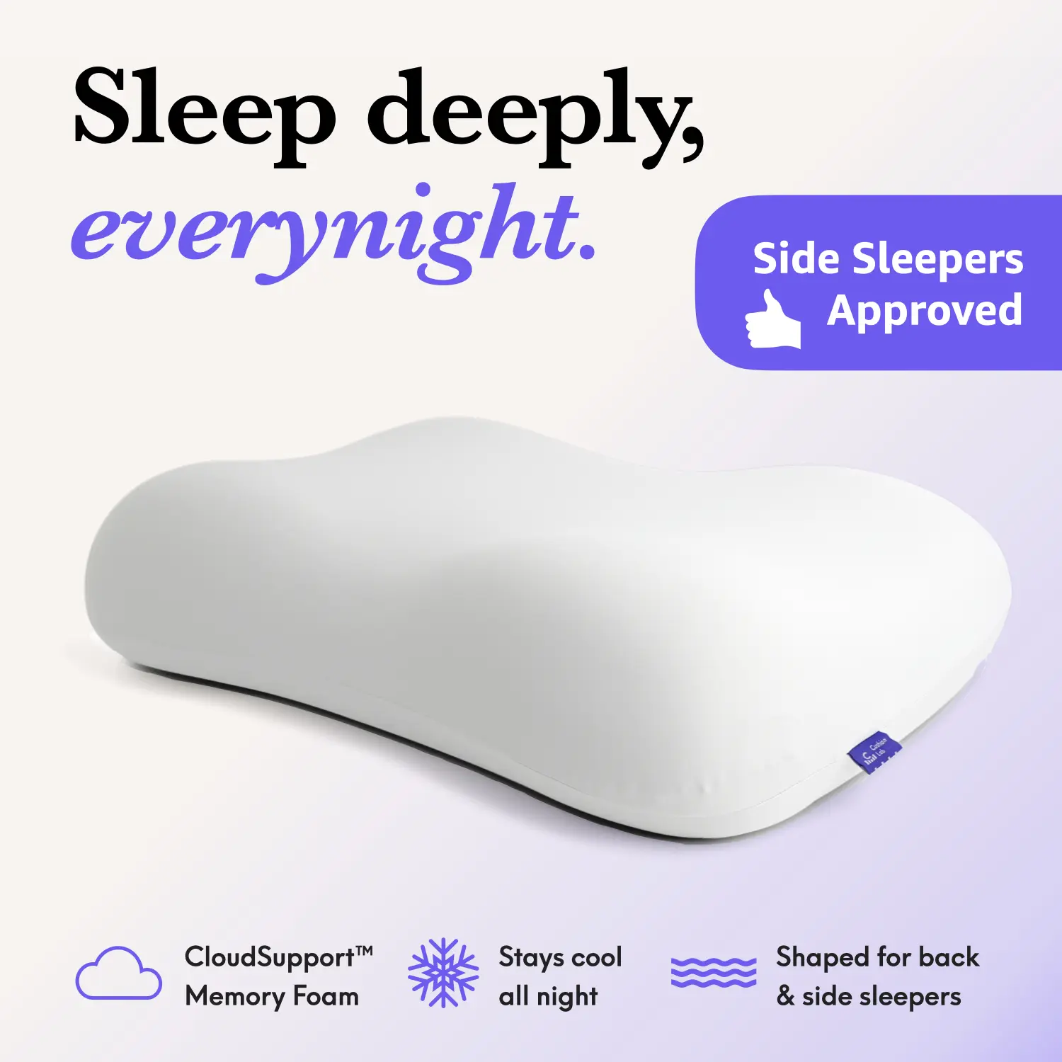 Cushion Lab I  Deep Sleep Pillow — Sleep Deeply, Every Night — Patented Memory Foam Pillows for Sleeping, Side Sleepers Approved for Restful Nights Contoured Memory Foam