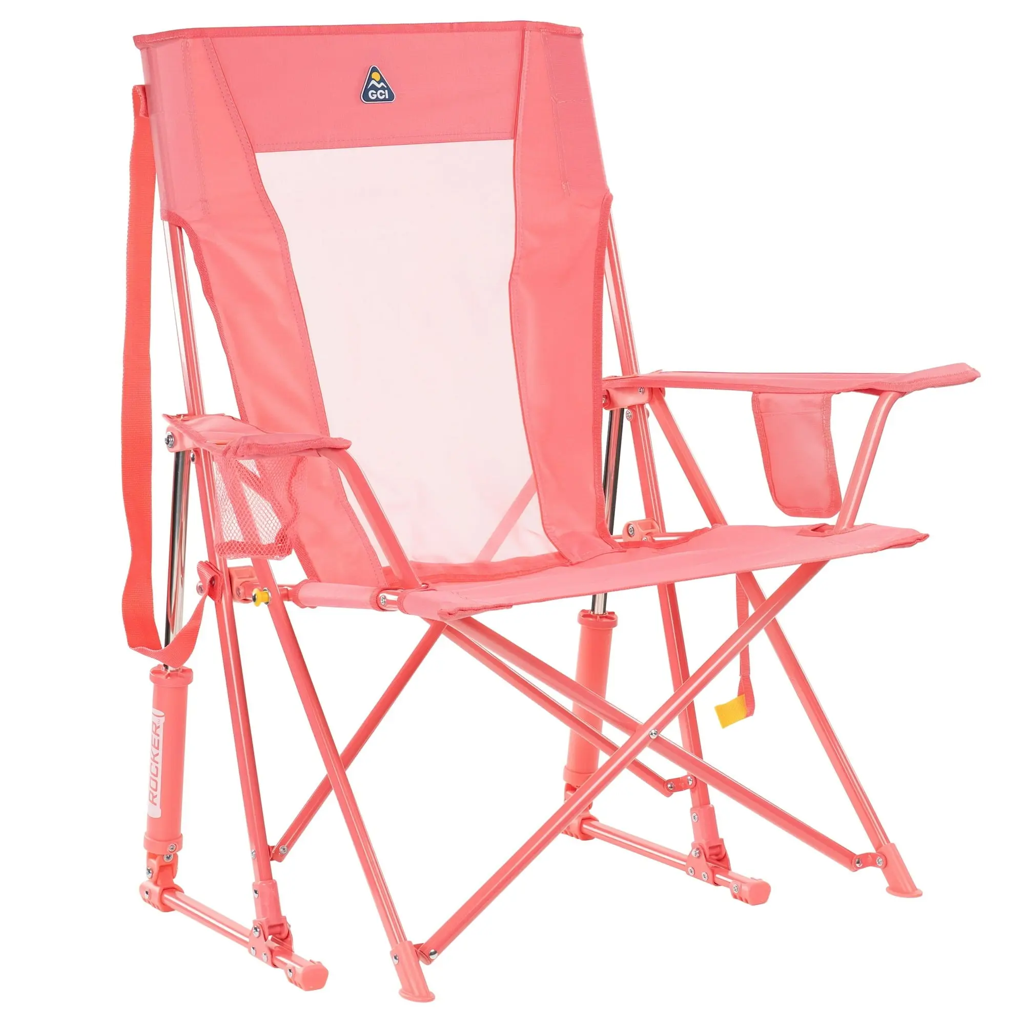 Spring-Action Outdoor Rocking Chair, Foldable Camping Rocker With Solid ...
