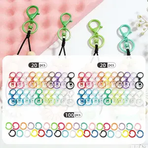 40Pcs Lobster Claw Clasps Keychain Metal Swivel Clasps Lobster Claw Clasps Hook with Swivel Clip with Flat Split Keychain Ring and 100pcs Jump Ring for Jewelry Making DIY