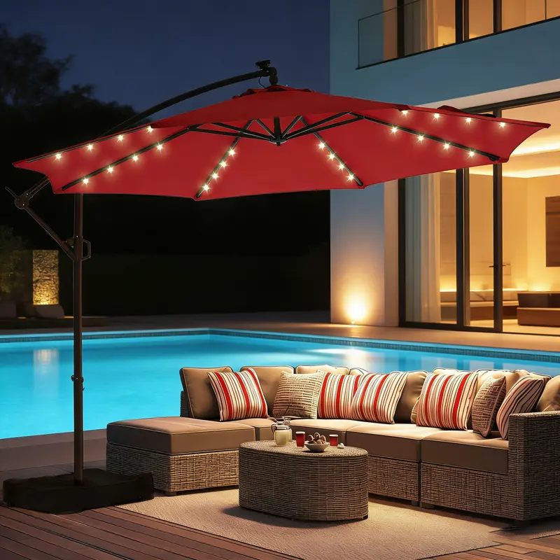 16 patio table umbrella 121 in. Brown Outdoor Rectangle Wood Picnic Tables Seats 14-16 People with  Umbrella Hole BPT-4886