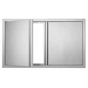 【FathersDayGift】VEVOR BBQ Access Door, 36W x 21H Inch Double Outdoor Kitchen Door, Stainless Steel Flush Mount Door, Wall Vertical Door with Recessed Handles , for BBQ Island, Grilling Station, Outside Cabinet