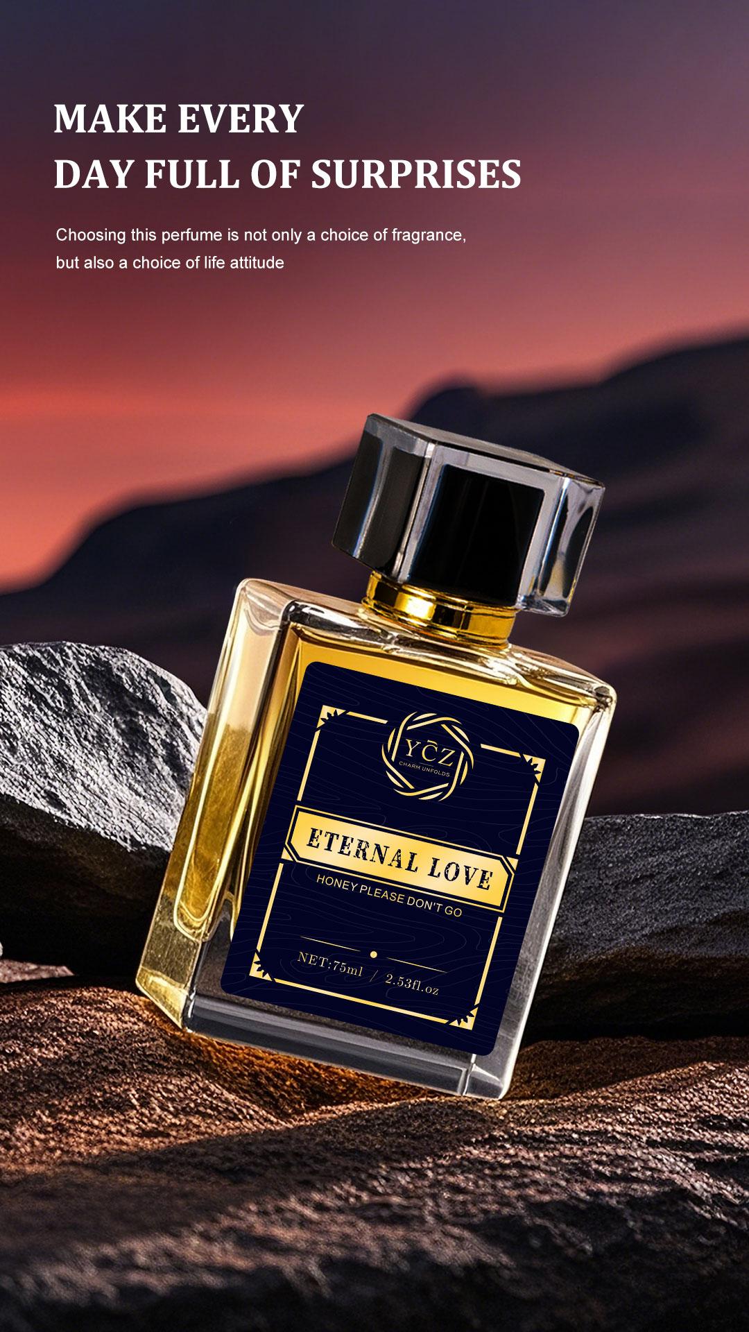 YCZ Eternal Love Men's Cologne 2.6oz Aromatic Citrusy Woody Scented Eau De Parfum 75ml Gift for Clubbers Liquid Perfume with Lemon & Pineapple Notes Fragrances Cosmetics Elegant Fragrance Bold Elegant Fragrance Captivating Fragrance