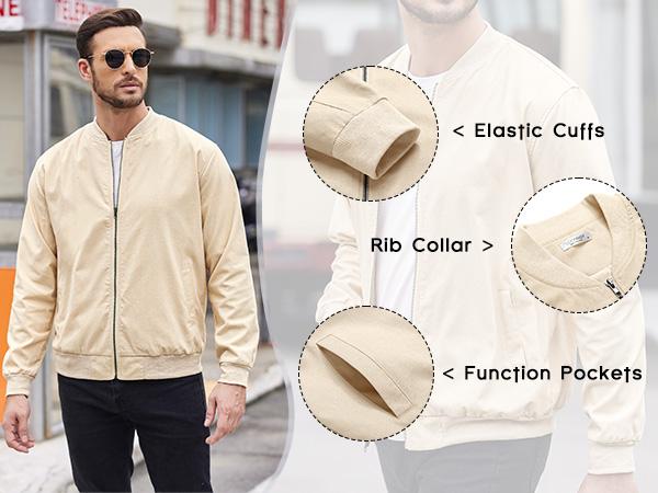 Coofandy Men's Olive Green Lightweight Bomber Jacket Premium Linen Fabric Casual Style Medium Size Rib Collar & Side Pockets Perfect for Spring Fall Winter Coofandy Men's Olive Green Lightweight Bomber Jacket Premium Linen Fabric Casual Style Medium Size Rib Collar & Side Pockets Perfect for Spring Fall Winter