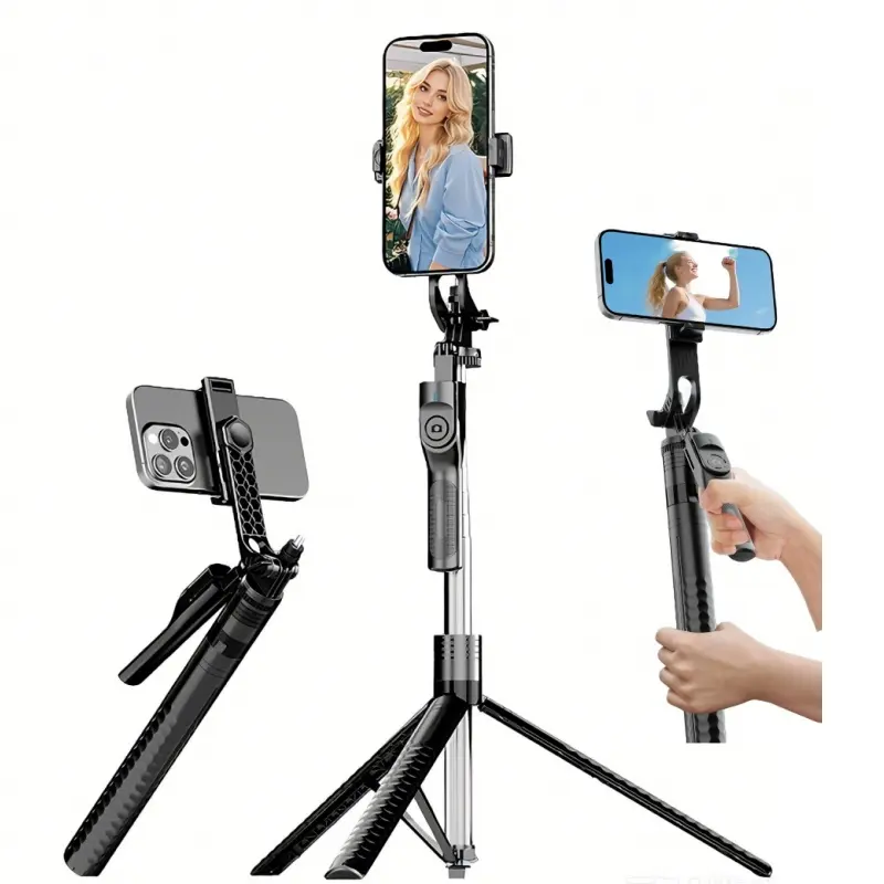 [BackToSchool] 74‘’ Phone Tripod & Selfie Stick, Portable All-in-One Extendable CellPhone Stand with Wireless Remote, Compatible with iPhone, Samsung, Android Phones and Cameras Cellphone